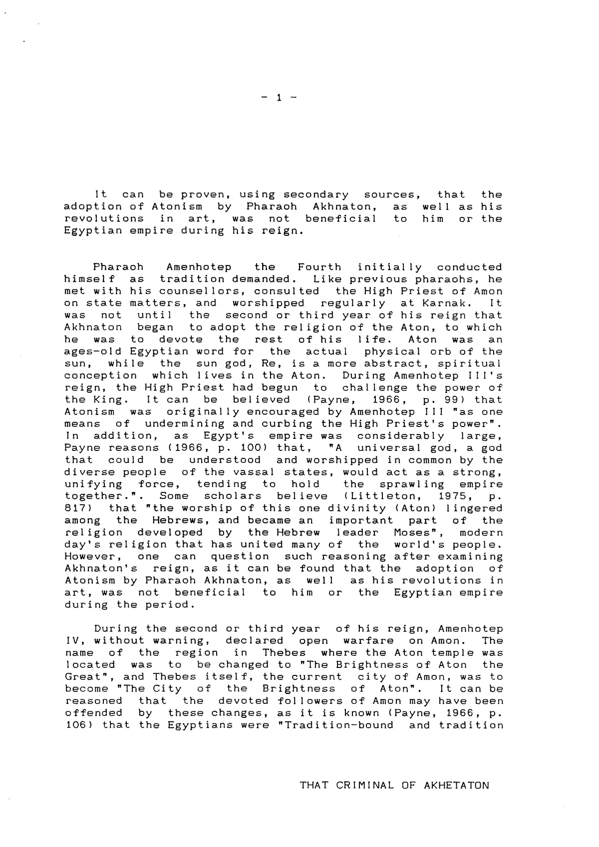 That Criminal of Akhetaton